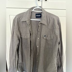 Wrangler Men's Casual Tan Button Down Shirt